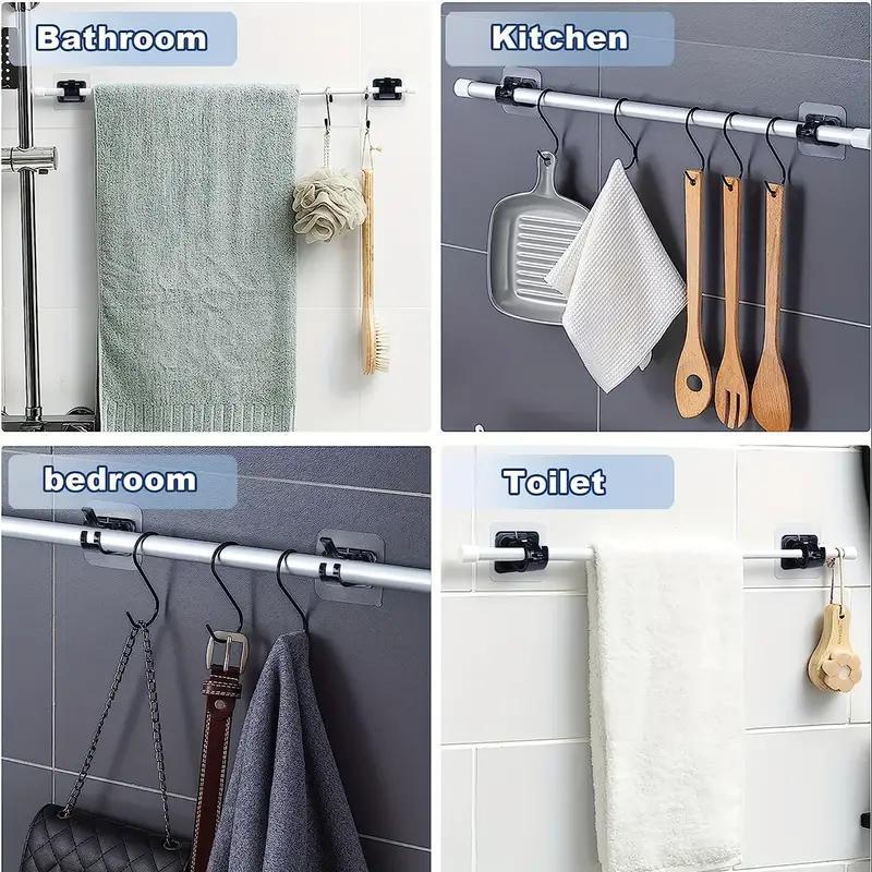 Self Adhesive Curtain Rod Holder, 20pcs set Adjustable Hook for Damage-free Hanging, Home Organizer for Bathroom, Kitchen, Hotel Use