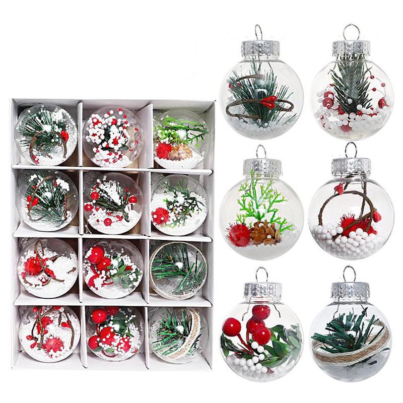 Clear Christmas Ball Ornament, 12pcs box 6cm Christmas Ball Decoration, Christmas Tree Hanging Decoration, Festive & Party Supplies