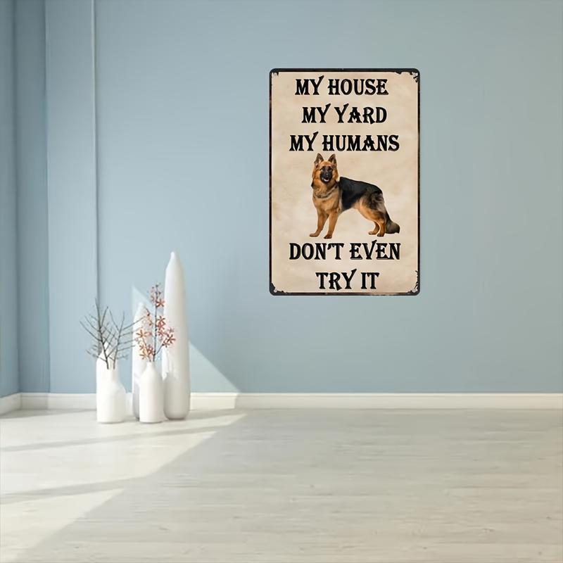 German Shepherd Protective Warning Sign - Aluminum, Waterproof & Weather-Resistant Wall Hanging, Multipurpose Decorative Plaque for Home, Yard, Bar, Cafe - 8x12 inches