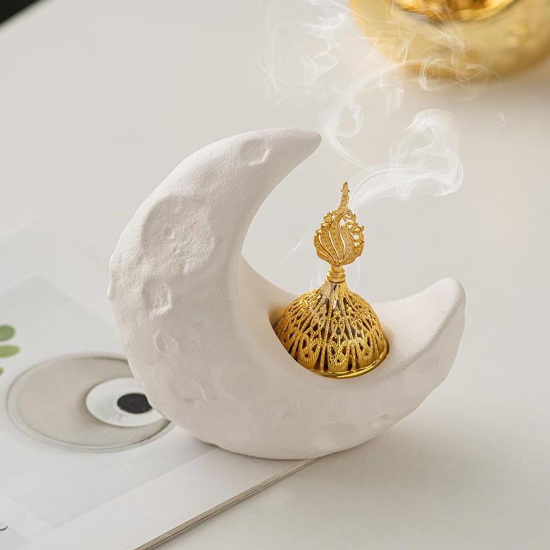 Moon Shaped Incense Burner, Creative Incense Burner Holder, Home Fragrance Holder, Desktop Decor for Home Office, Ramadan Decorations