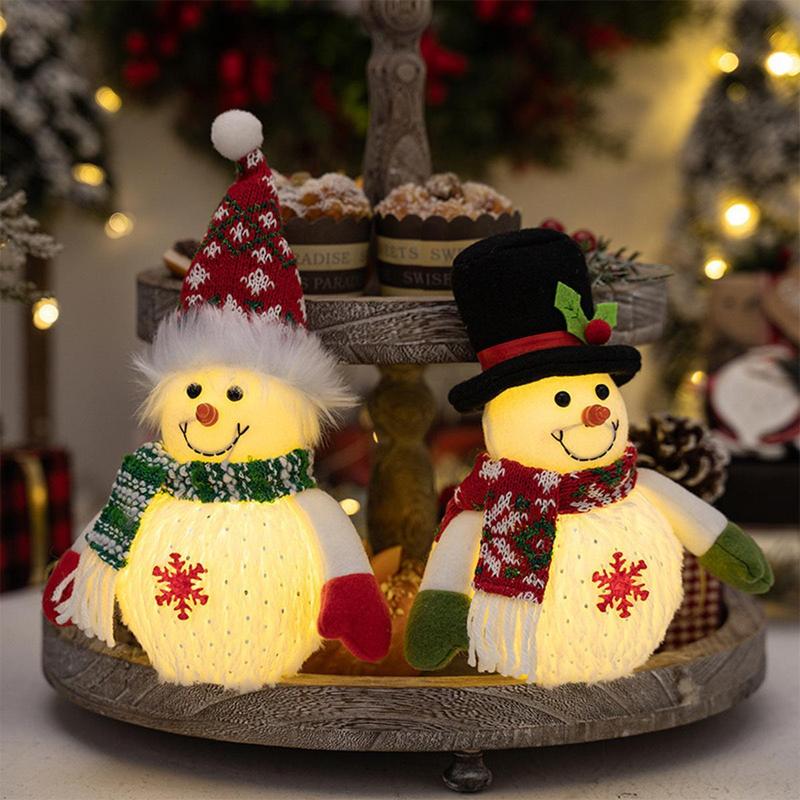 Christmas Snowman Design Glowing Doll, Battery Powered Decorative Light, Decorative Ornament for Home Party Festival, Home Decor Including Batteries