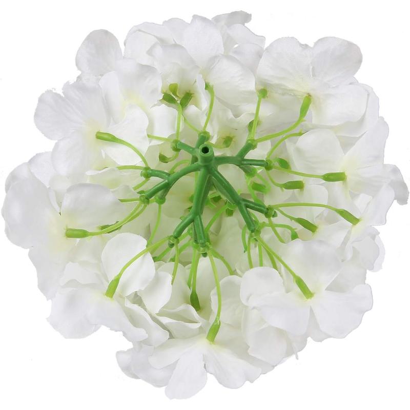 Silk Hydrangea Heads Artificial Flowers Heads with Stems for Home Wedding Decor,Pack of 10 (White)