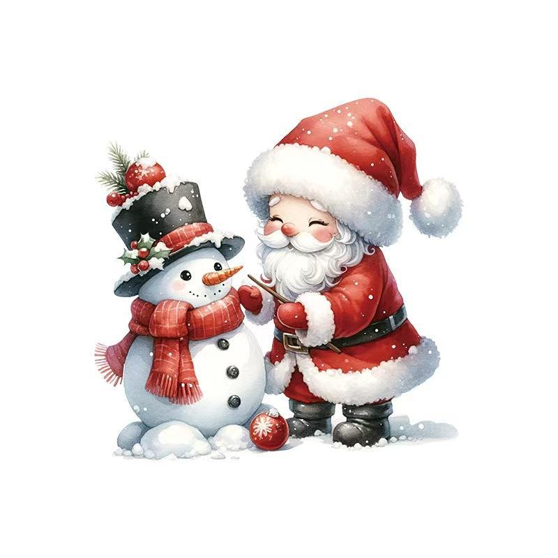 Santa Claus & Snowman Pattern Window Sticker, 1 Count Self Adhesive Window Decal, Decorative Sticker for Home Kitchen Living Room