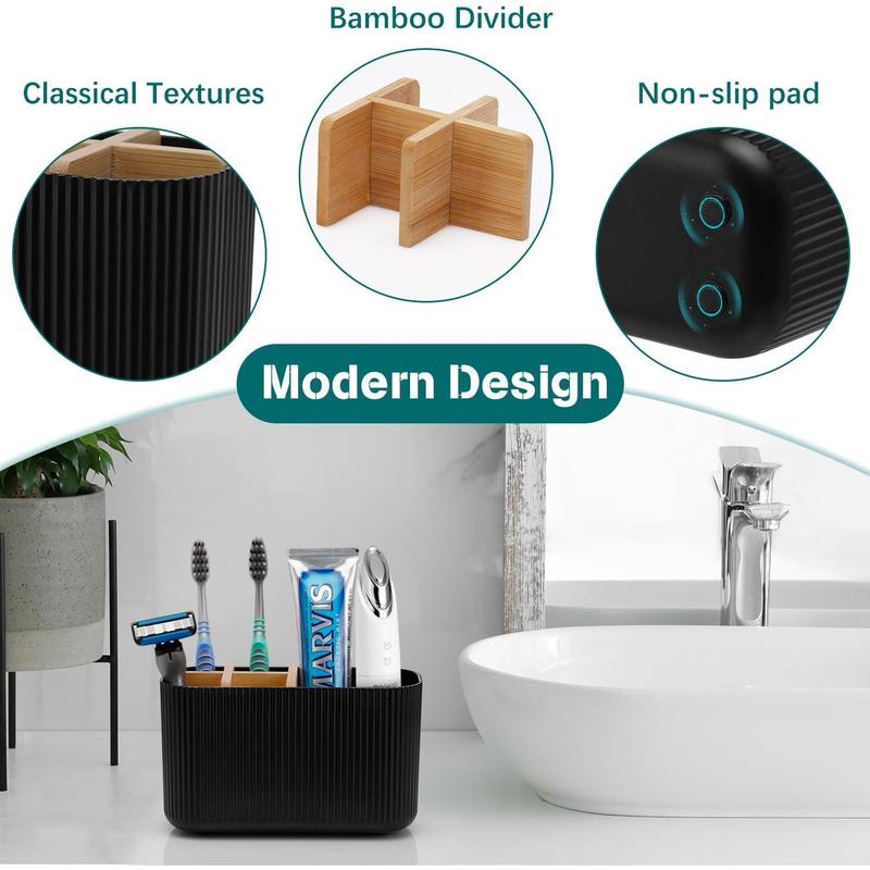 Toothbrush Holder - Bamboo Toothbrush Holders for Bathrooms Electric Toothbrush Holder Organizer  Toothbrush Holders for Bathrooms Countertop