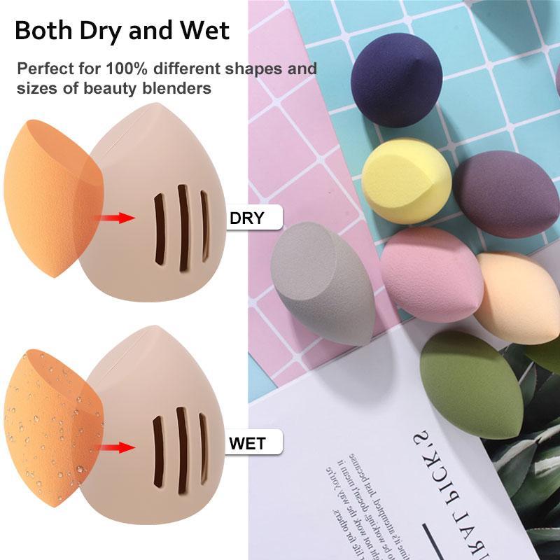 Silicone Makeup Sponge Holder, Mini Portable Double-sided Ventilation Dustproof Hygiene Shatter Proof Makeup Sponge Storage Box, Reusable  Cosmetic Organizer for Home & Travel