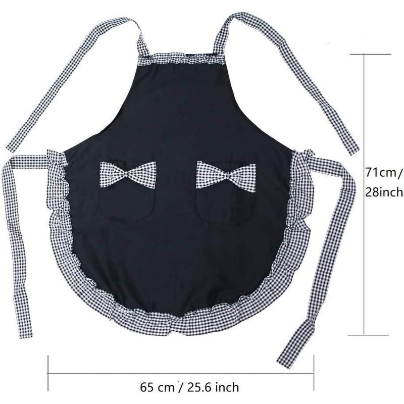 Hyzrz Cute Retro Lovely Vintage Ladies Kitchen Flirty Vintage Aprons for Women Girls with Pockets for Mothers Day Gift (Black)