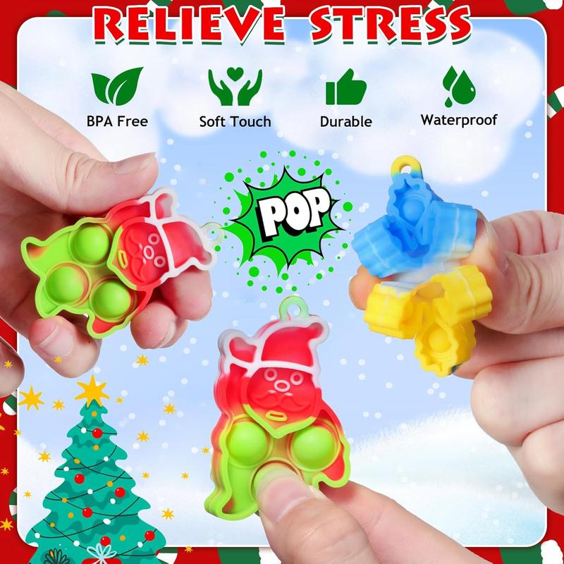 Christmas Party Favors for : Mini Pop Keychain Toys Pack - Bubble Sensory Stocking Stuffers for Boys & Girls -   Classroom Supplies Prizes Gifts - Goodie Bags Box(32PCS