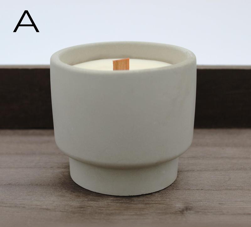 Hand Crafted Concrete Candle with Wood Burning Wicks