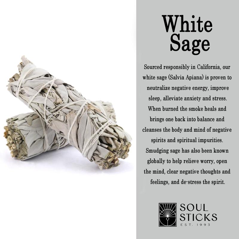 White Sage Smudge Sticks with Smudge Guide (3 PK)