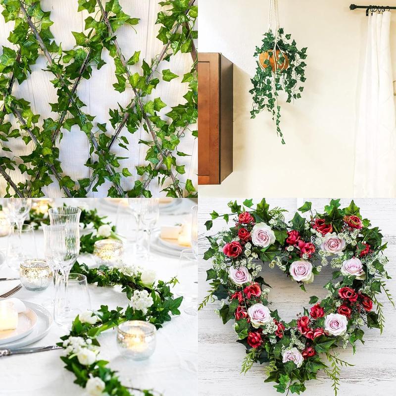 24count Fake Leaves Artificial Ivy Garland Greenery Vines for Bedroom Decor Aesthetic Silk Ivy Vines for Room Wall Home Decoration