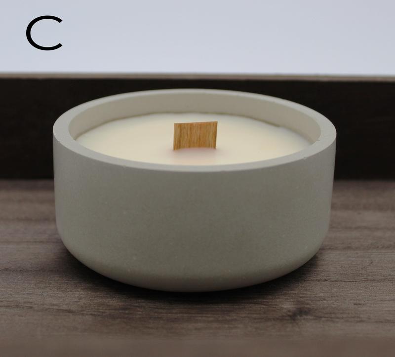 Hand Crafted Concrete Candle with Wood Burning Wicks