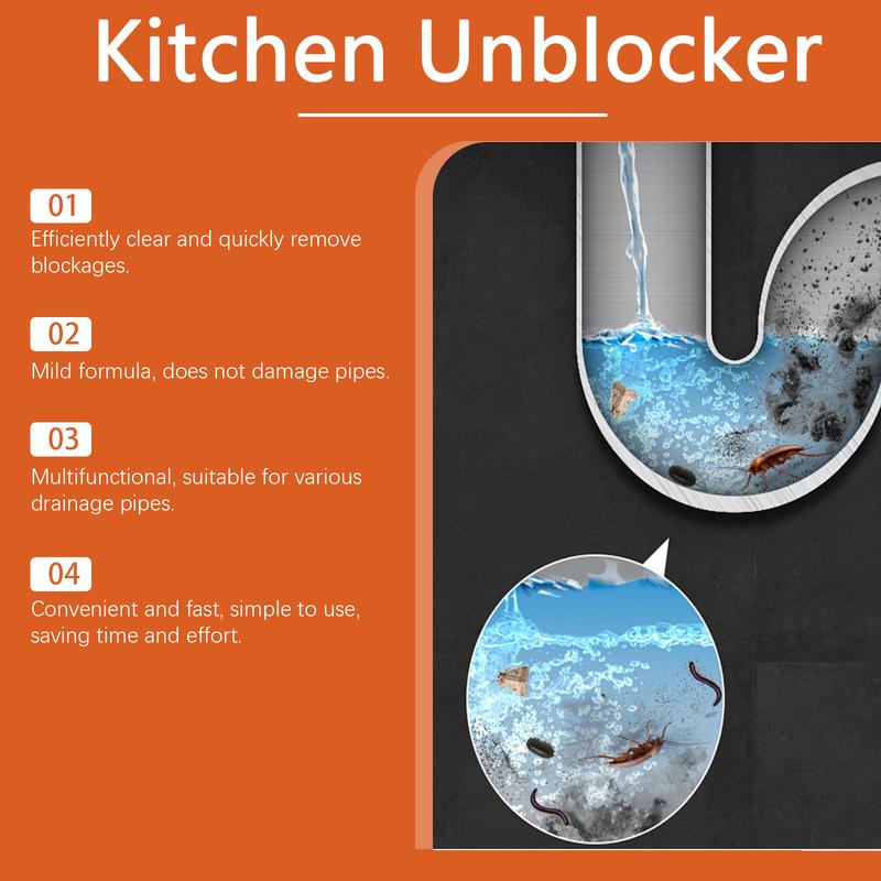 Jue-Fish Kitchen Unblocker, Sink Drain Pipe Kitchen Toilet Pipe Quickly Dredge Household Smooth stain  remover for clothes clean  clear glass cleanser