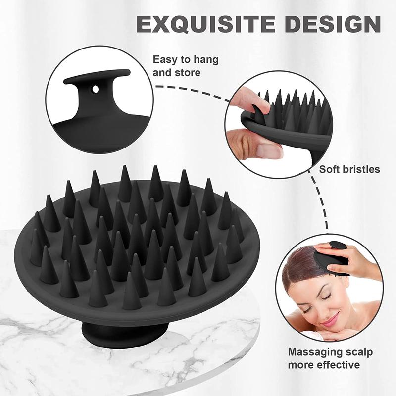 Silicone Scalp Massager Shampoo Brush, Scalp Brush for Hair Growth & Dandruff Removal, Hair Scrubber Scalp Stimulator Exfoliator Brush with Soft Bristles for Wet Dry Scalp Care (Black) Meartchy