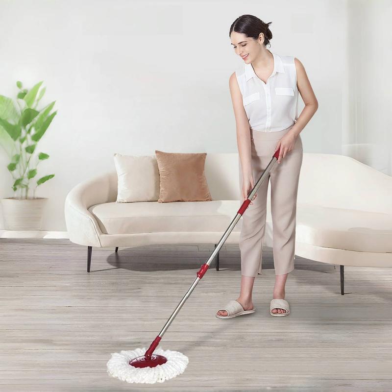 Mop and Bucket with Wringer Set, loo cleaner，360º Spin with Microﬁber Technology, Height Adjustable Handle, Kitchen Mop Floor Wet and Dry Use, Floor Cleaning System