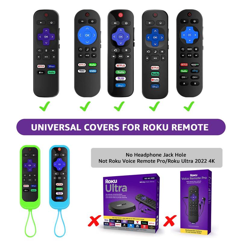 [3Pack] Roku Remote Case Cover Compatible with TCL Hisense roku TV |Sharp Roku TV | Roku Express 4K+，Glow in The Dark Makes it Easy to find