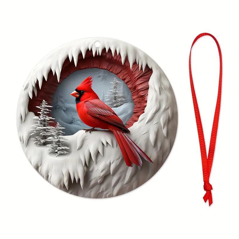 Christmas 3D Cardinal Bird Design Hanging Ornament, 2 Counts set Creative Bird Hanging Decoration, Hanging Decor for Home Party Festival, Home Decor