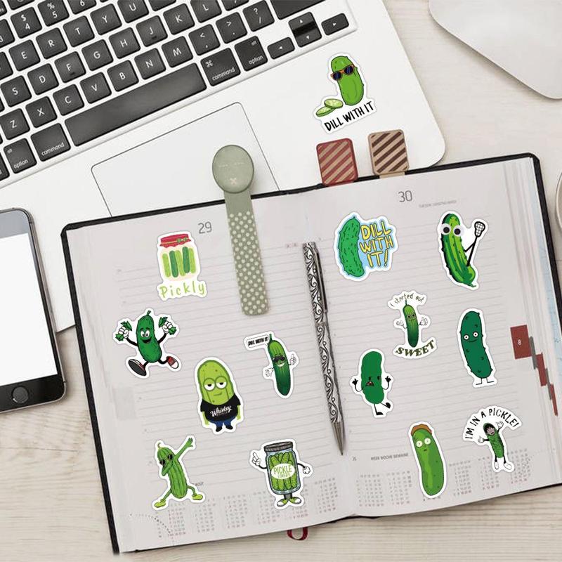 Cartoon Pickle Pattern Sticker, 60pcs set Funny Cartoon Pickle Graffiti Sticker for Christmas Gift, DIY Decoration for Luggage Skateboard Bicycle Water Bottle