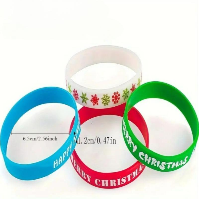 Random Color Christmas Silicone Bracelet, 10pcs set Cute Colorful Bracelet, Christmas Gifts, Party Gift for Students, Festive & Party Supplies