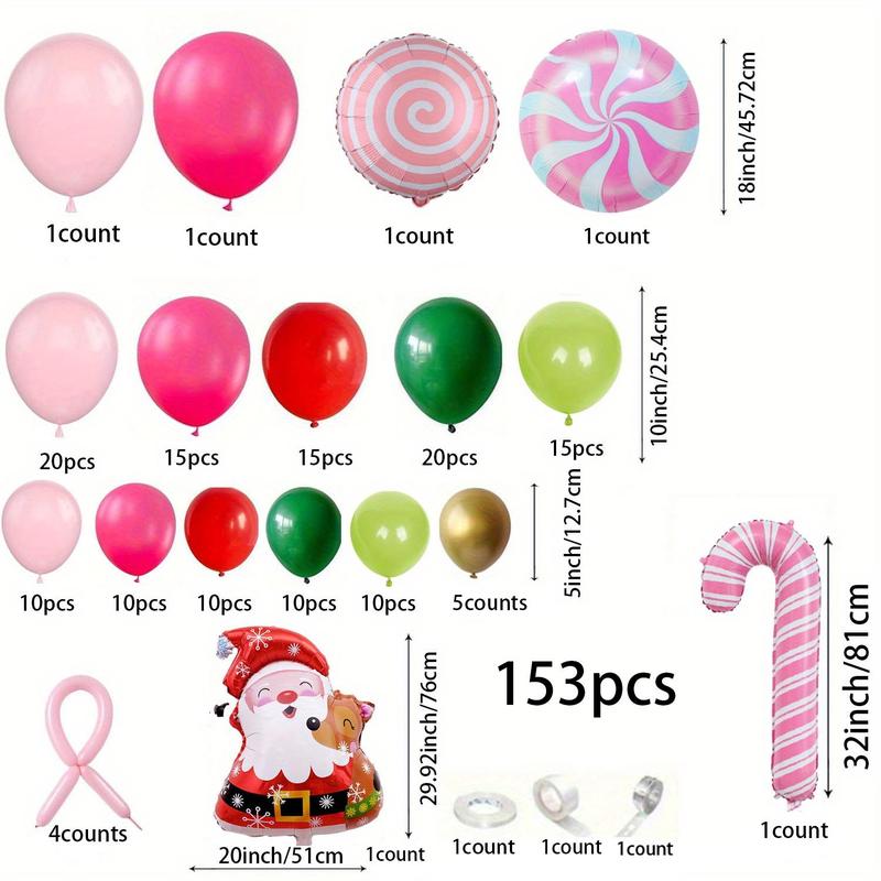 Christmas Balloon Garland Arch Kit, 153pcs set Mixed Color Balloon Set, Atmosphere Decoration Supplies for Home Party & Festival