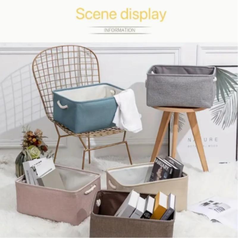 Laundry Basket, 1 Count Foldable Clothes Toy Doll Books Sundries Storage Basket with Handle, Household Storage Organizer for Home Living Room Bedroom