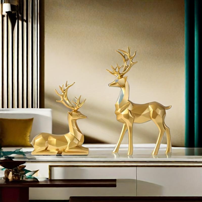 Reindeer Figurine Set, 2 Counts set Versatile Resin Decor for Home & Office, Perfect for Desk, Bookshelf, Or Living Room Display