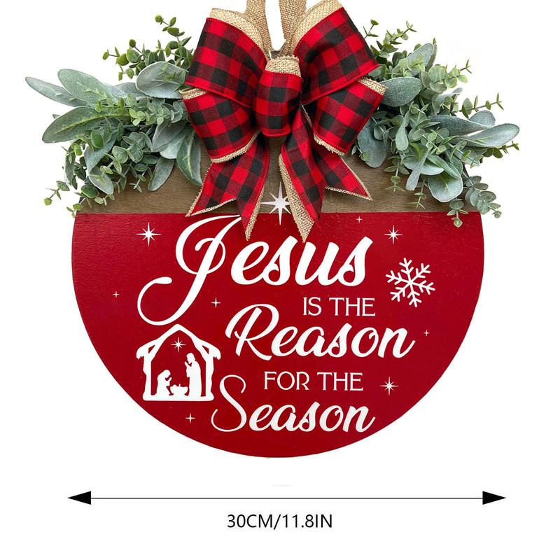 Jesus Is The Reason for The Season Sign, 1 Count Religious Christmas Sign, Front Door Hanging Decorations, Home Decor for Living Room Bedroom