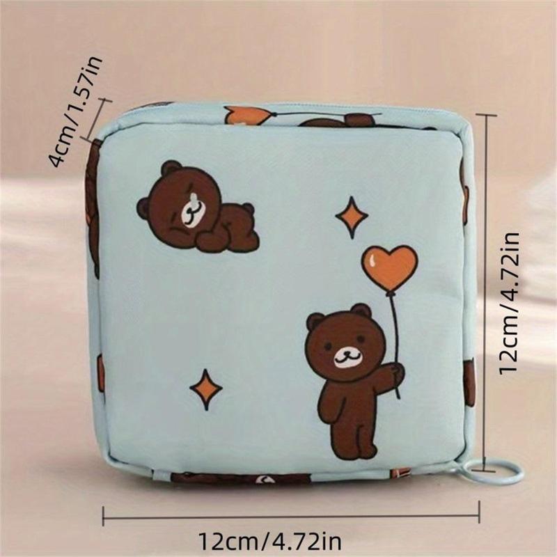 Cartoon Pattern Sanitary Pad Storage Bag, 4 Counts Colorful  Portable   Napkin Sundries Storage Bag, Cute Storage Bag for Indoor & Outdoor