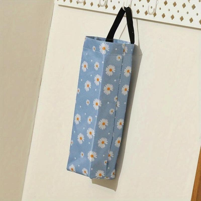 Random Color Daisy Pattern Hanging Garbage Bag Storage Bag, 1 Count Space Saving Garbage Bag Container for Home Kitchen Bathroom Office