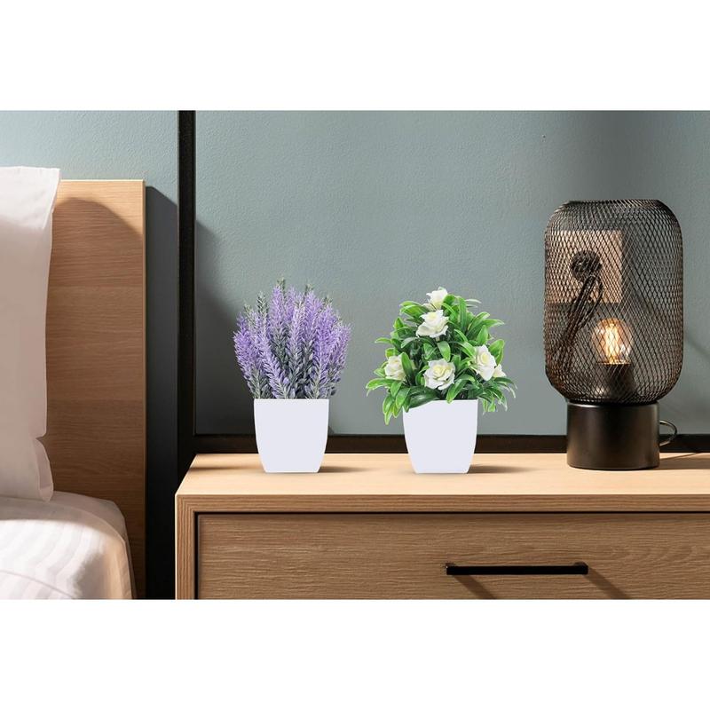 2 Pack Small Fake Plants Faux Plants Indoor with Flower for Home Bathroom Kitchen Office Desk Decor