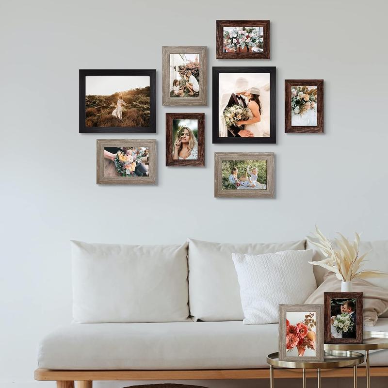 Picture Frame Set 10-Pack, Gallery Wall Frame Collage with 8x10 5x7 4x6 Frames in 3 Different Finishes Decor Photo