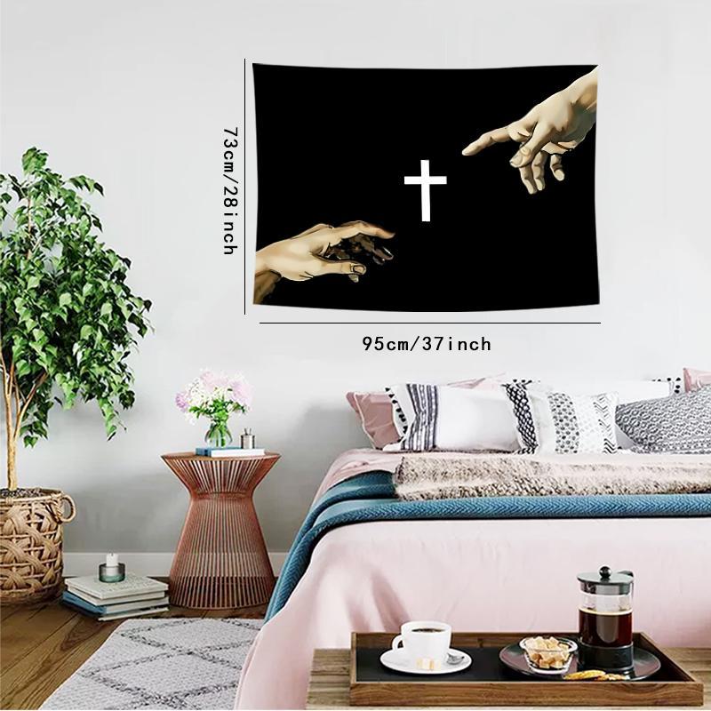 Cross Jesus Pattern Tapestry, 1 Count Aesthetic Wall Hanging Decor, Wall Art for Home Living Room Bedroom Office Dormitory Decor, Boyfriend Gift