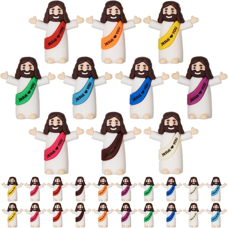 Ornaments 30 Pcs Mini Jesus Figurines - Colorful Jesus Dolls for Easter, Gifts, and Religious Decor