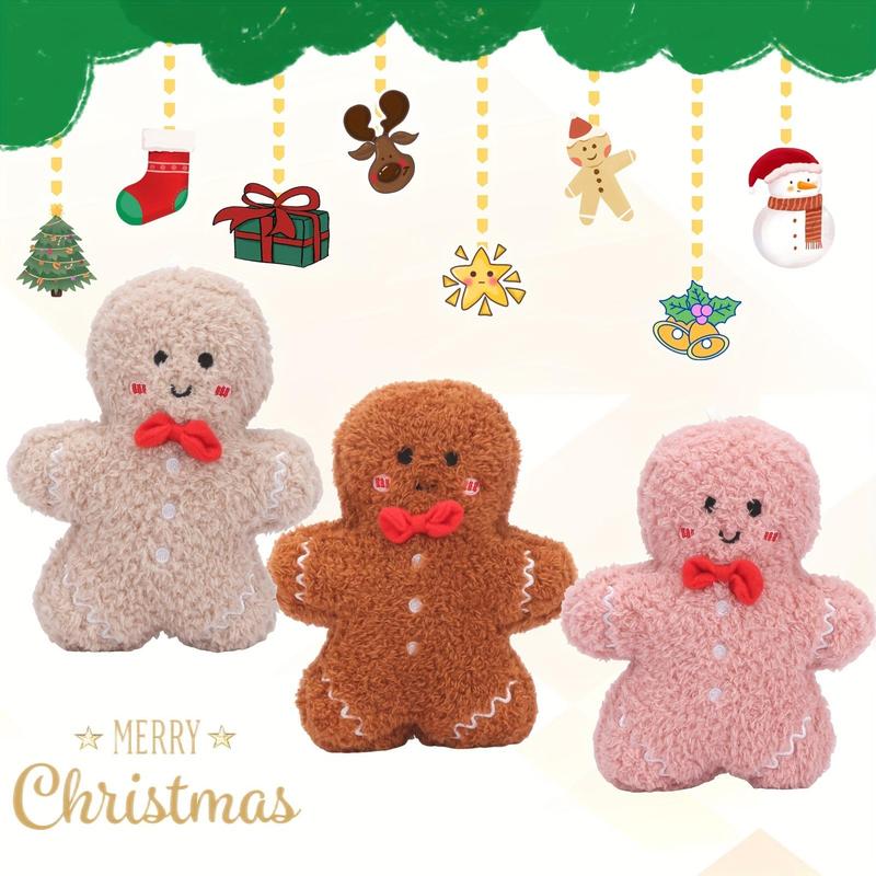 1 Count 3 Colours Available Gingerbread Man Plush Toys Cute Gingerbread Man Plushies Pendant Cartoon Cookie Man Christmas Gift Christmas Tree Decoration Christmas Decor