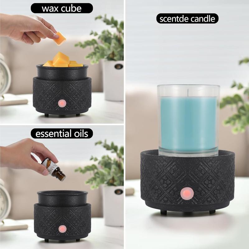 Ceramic Wax Melt Warmer, Fragrance Wax Warmer Electric Candle Wax Melter and Wax Cubes for Home Office Bedroom Aromatherapy Gifts(04-Black)…