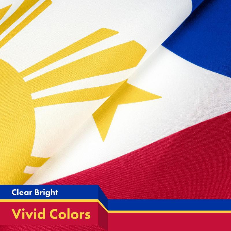 Philippines (Philippine) Flag | 3x5 feet | Printed 150D, Indoor Outdoor, Vibrant Colors, Brass Grommets, Quality Polyester, Much Thicker More Durable Than 100D and 75D Polyester