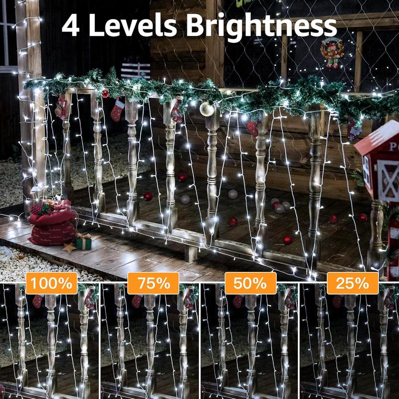 Christmas Lights 197 FT 600 LED, Waterproof Outdoor String Lights with Remote and Timer, White Christmas Tree Lights with 8 Modes Dimmable, Fairy Lights Plug in for Wedding Holiday Christmas Decor