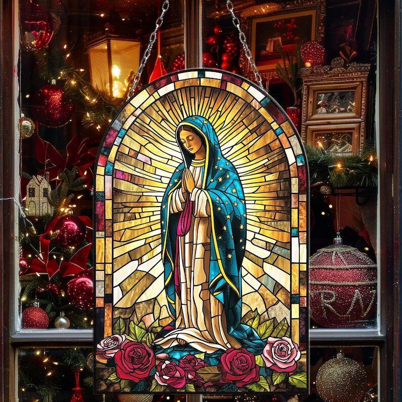 Our Lady of Guadalupe ACRYLIC SUNCATCHER Virgin Mary Window Hanging Christian Gift Religious Gifts Home Decor Mother of God Wall Decor