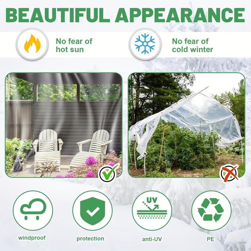 Transparent Waterproof Waterproof Cloth with Sealing Ring-Suitable for Outdoor Rain Cover of Patio, Chicken Coop, Porch Awning and Camping