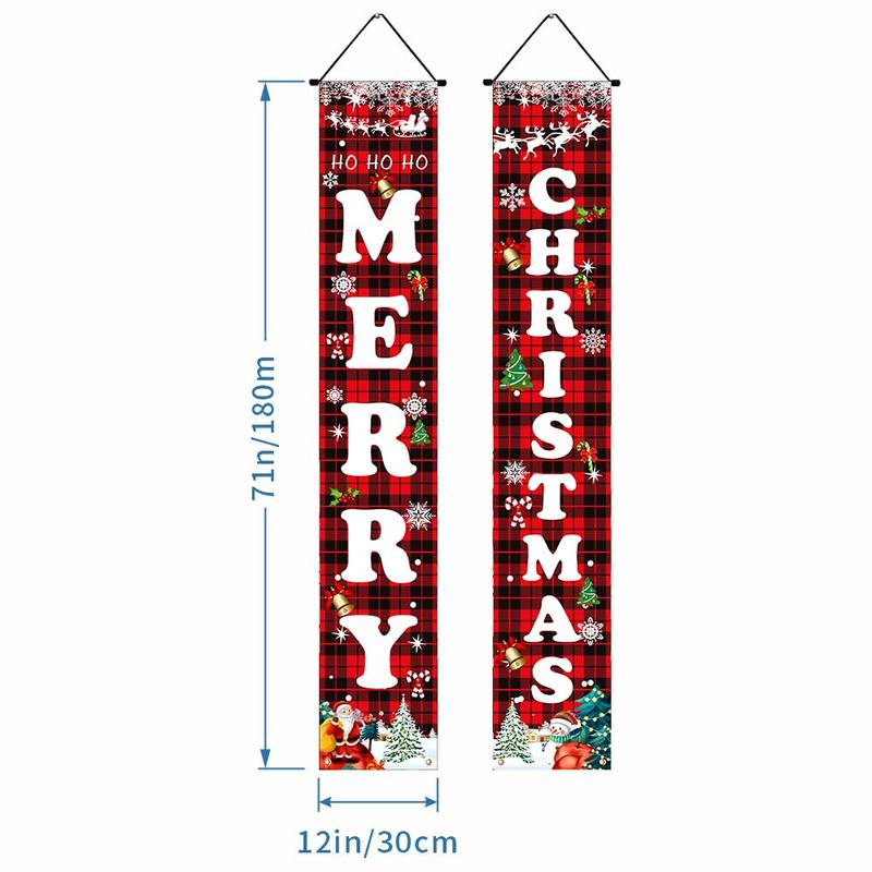 Christmas Decorations Red Black Buffalo Plaid Sign Set for Festival Merry Christmas Door Banner | Outdoor Yard & Front Porch | Indoor & Outdoor Xmas Decor for Home, Wall, Front Door, Yard, and Garage