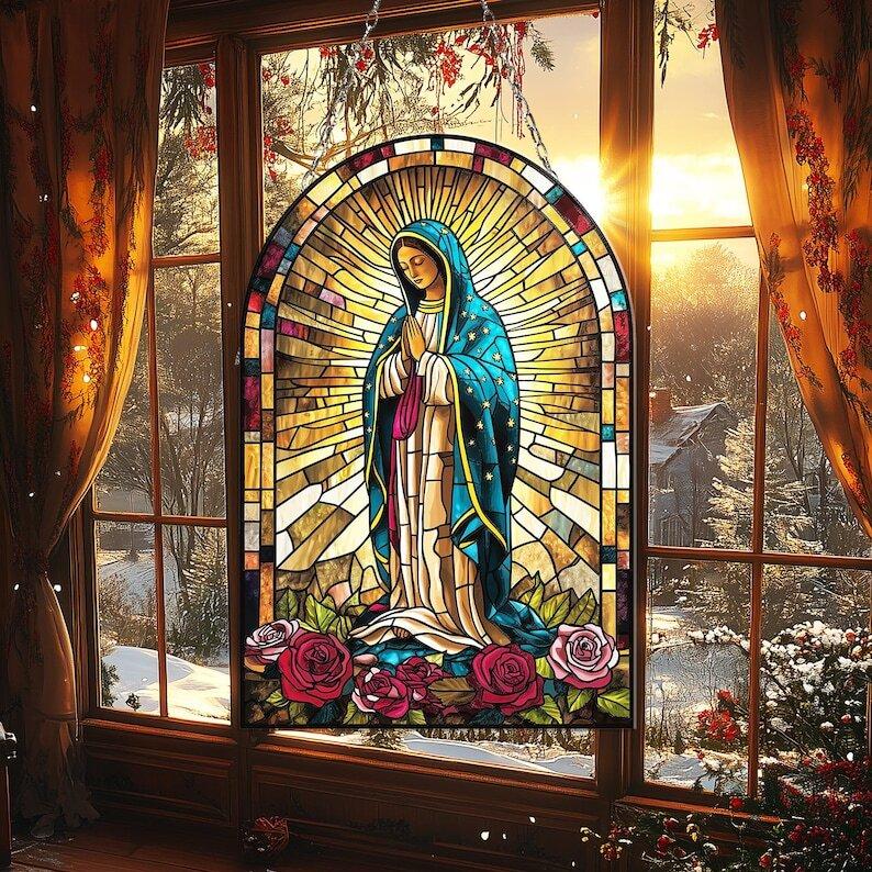 Our Lady of Guadalupe ACRYLIC SUNCATCHER Virgin Mary Window Hanging Christian Gift Religious Gifts Home Decor Mother of God Wall Decor