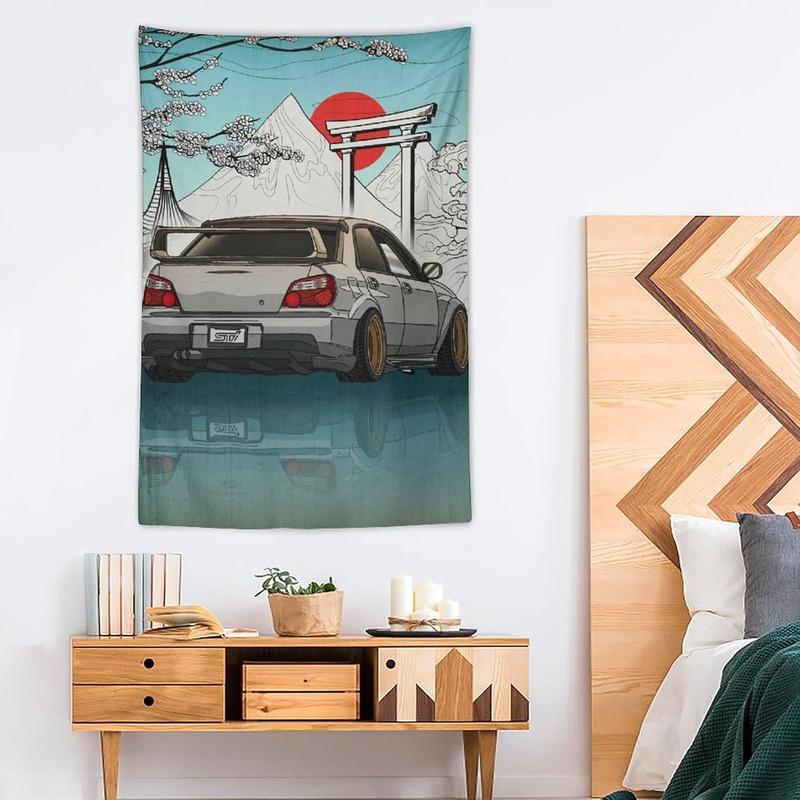 Cloth Peach Skin Velvet 7josnmre Impreza Wrx Jdm Car Art Japan Fuji Temple Sunset Tapestry Wall Hanging Funny Wall Tapestry for Bedroom Living Room Office Classroom Dorm Ceiling Home Wall Decor Art Tapestries 40