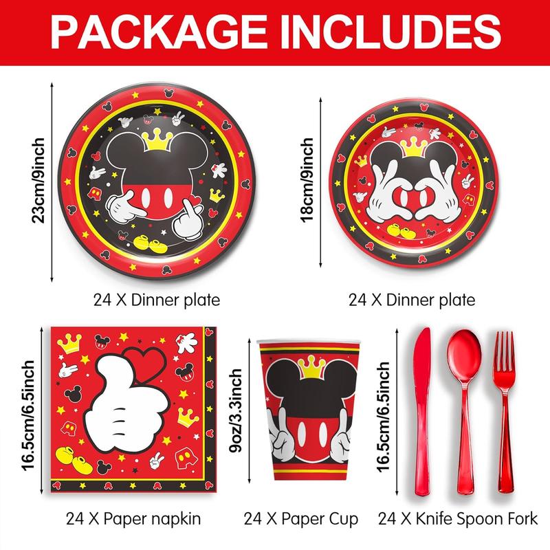 168pcs Minnie Themed Birthday Party Supplies - Mouse Birthday Party Decorations Include Plates, Cups, Napkins, Cutlery, Girl Minnie Baby Shower Birthday Party Supplies, 24 Guests balloon tree lightup numbers