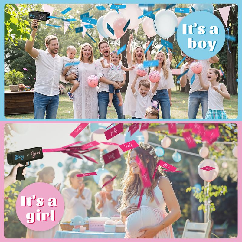 Gender Reveal Money Shooter with Pink and Blue Prop,cars birthday decor, Handheld Spray G for Gender Reveal Party Star Gift