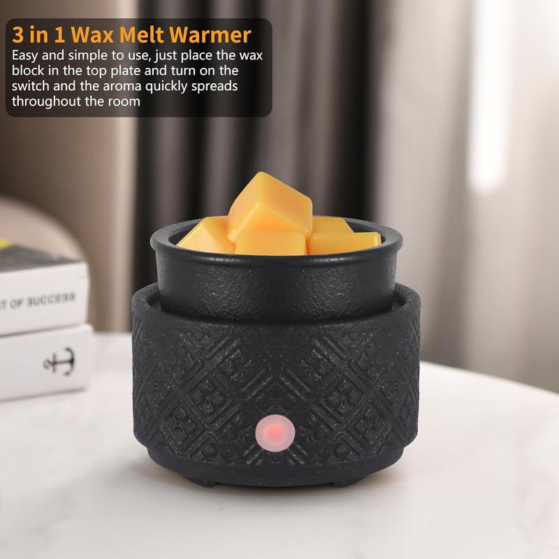 Ceramic Wax Melt Warmer, Fragrance Wax Warmer Electric Candle Wax Melter and Wax Cubes for Home Office Bedroom Aromatherapy Gifts(04-Black)…