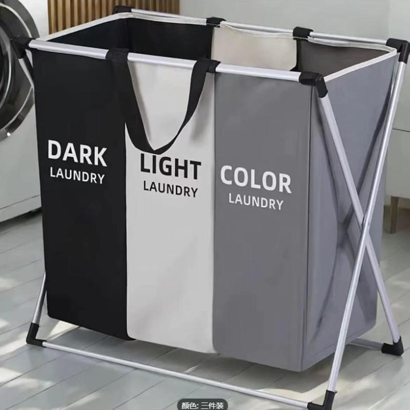 Large 3 Section Laundry Basket180L Freestanding Laundry Hamper,Colapsible Tall Clothes Hamper with Handles for Clothes Tovs in the Dorm & Family Closet Storage and Organizer,Thanksgiving, ChristmasGifts.