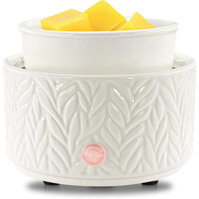 Wax Melt Warmer for Scented Wax Melts 3-in-1 Electric Ceramic Candle Wax Warmer Burner Fragrance Wax Melter for Home Office Bedroom Gift & Decor (Leaf)