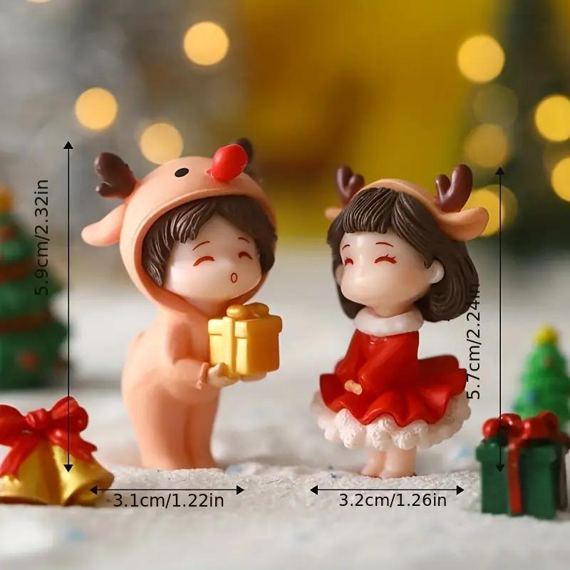 Cute Mini Couple Figurines, 2 Counts set Mini Figure Decoration, Cute Couple Decoration for Car Dashboard, Living Room, Bookshelf, Wine Cabinet