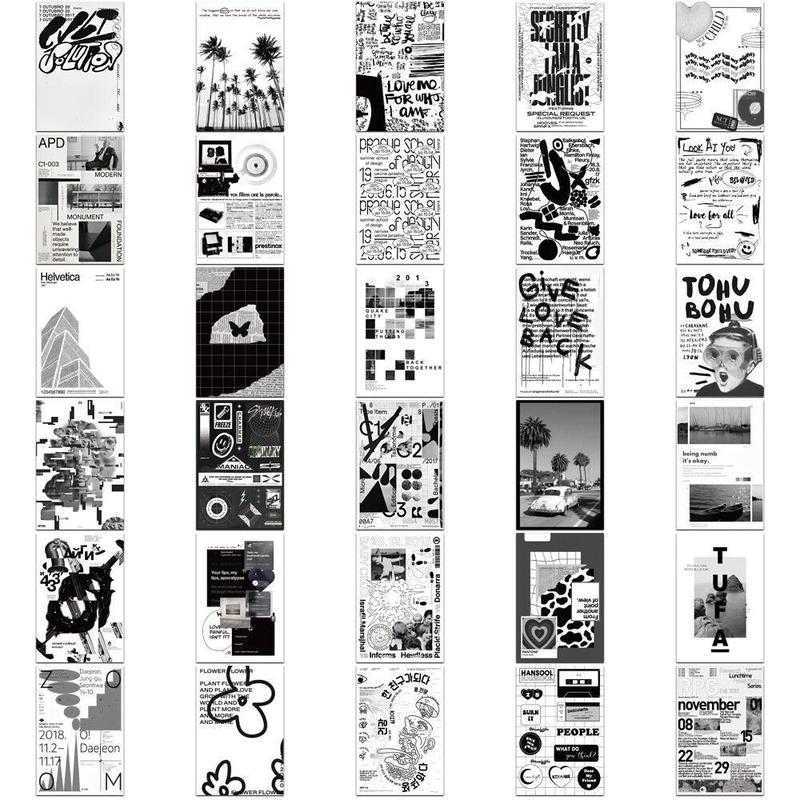 Black and White Series Graffiti Stickers, 60pcs Waterproof Decorative Stickers, DIY Creative Toys, Modern Creative Decoration Stickers, Party Favor, Gifts for Boys Girls