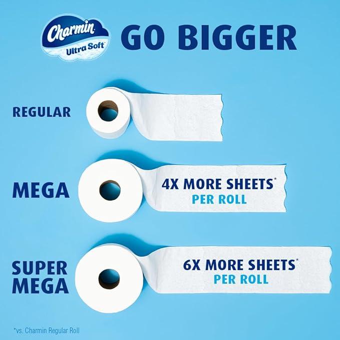 Ultra Soft Toilet Paper 6 Mega Rolls = 24 Regular Rolls