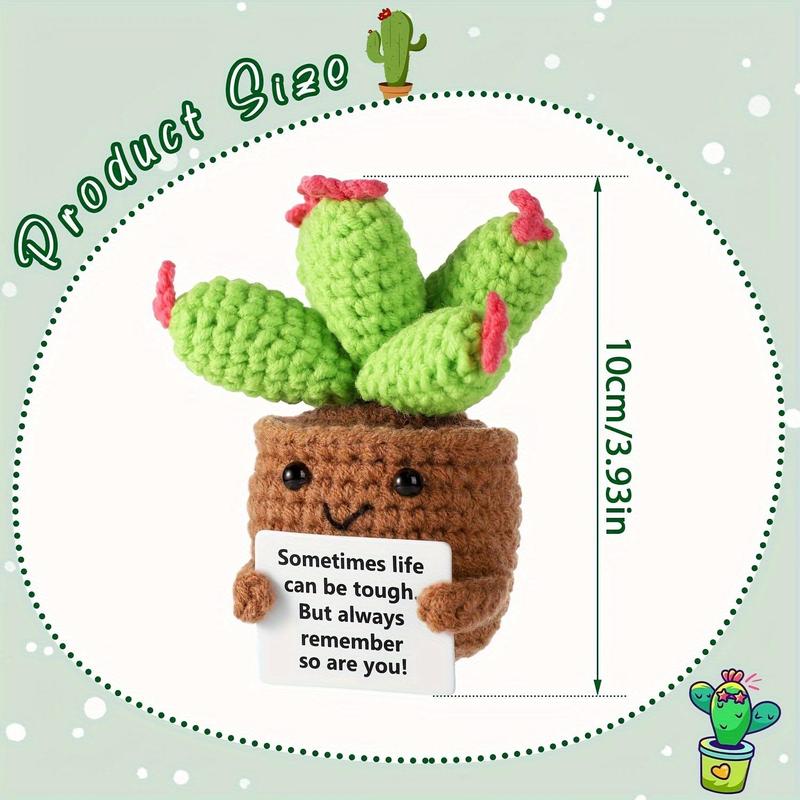 Cute Crochet Doll, 1 Count Funny Positive Crochet Ornament, Knitted Emotional Support Ornament, Cheer Up Gifts for Home Office Desk Decoration